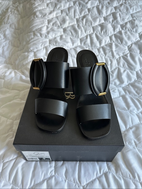 Banana Republic Shoes - Banana Republic Black Slide Mules with Gold Accents